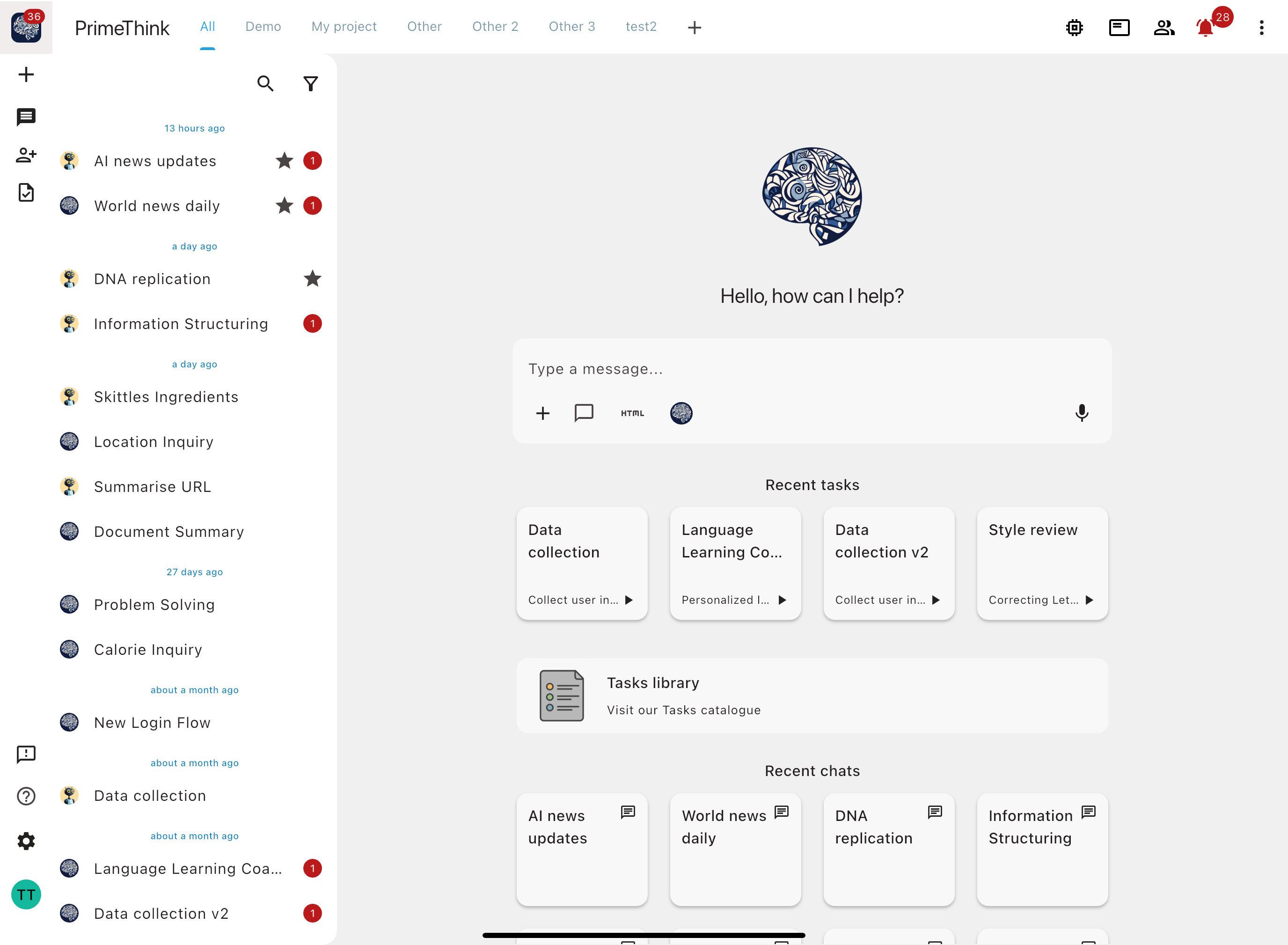Multiple team members collaborating with AI agents in PrimeThink workspaces
